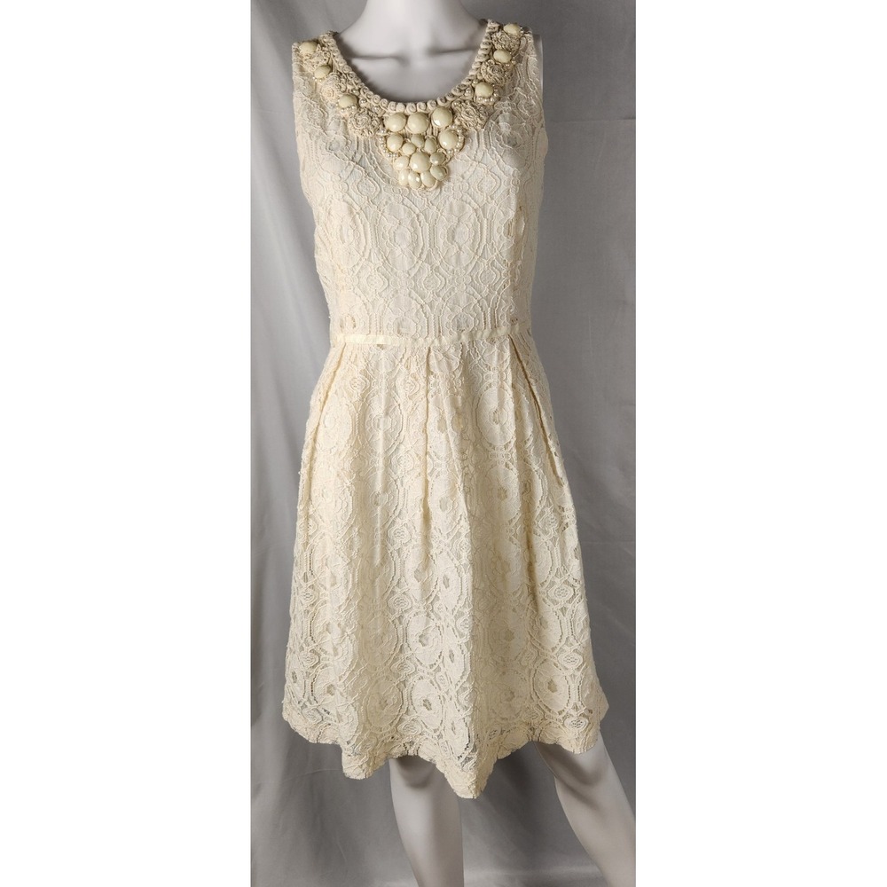 Dress Barn Ivory Lace Overlay Classic/Coquette/Old-Money Dress 14